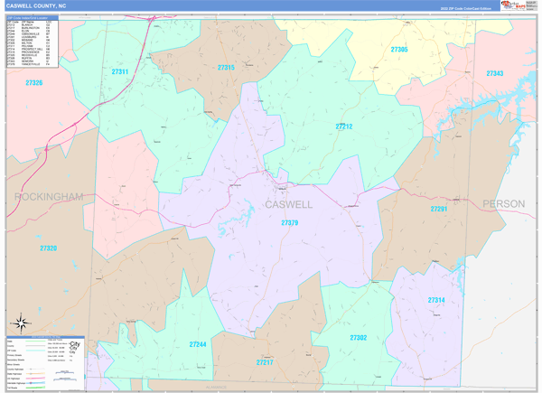 Caswell County Digital Map Color Cast Style