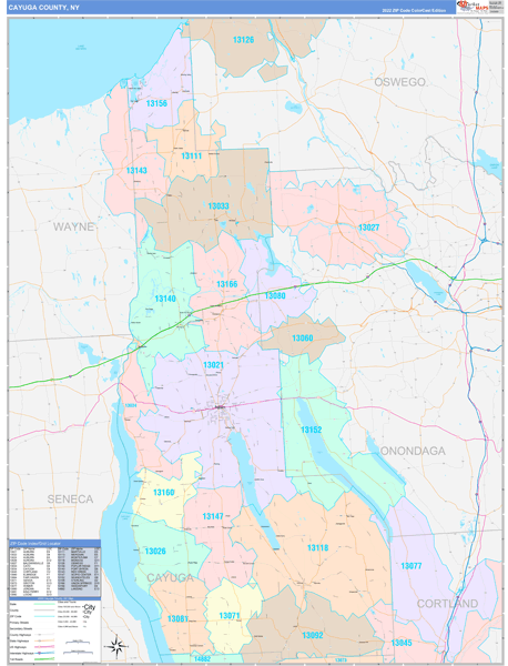 Cayuga County, NY Zip Code Map