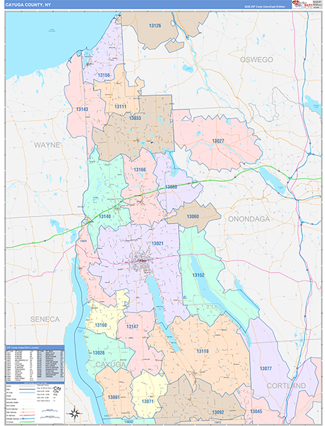 Cayuga County, NY Zip Code Map
