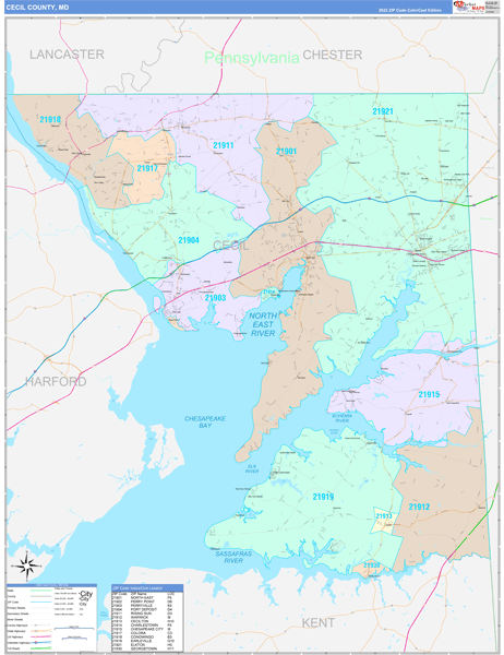 Cecil County, MD Zip Code Map