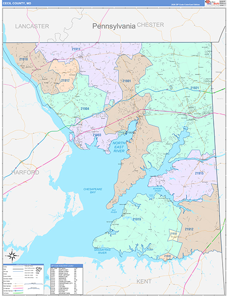 Cecil County, MD Wall Map