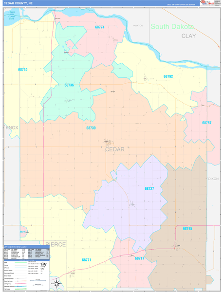 Cedar County Digital Map Color Cast Style