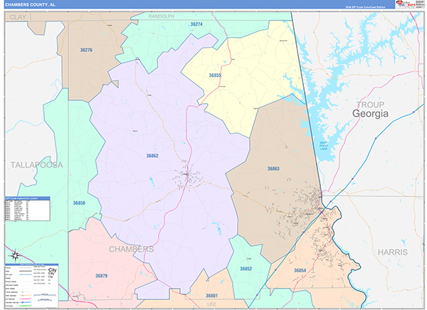Chambers County, AL Zip Code Map
