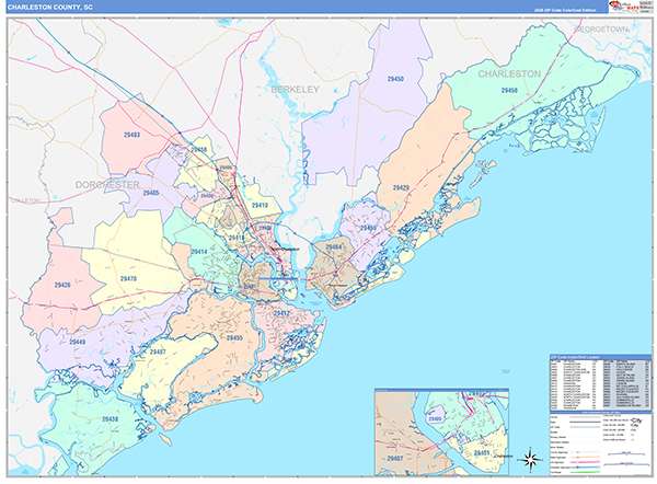 Charleston County, SC Wall Map