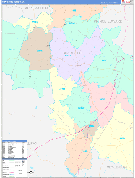 Charlotte County, VA Zip Code Map