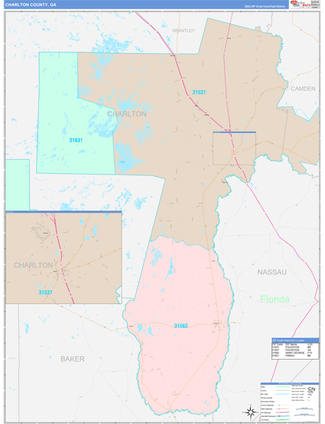 Charlton County, GA Wall Map