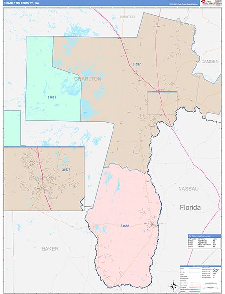 Charlton County, GA Zip Code Map