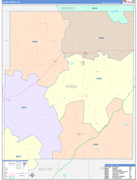 Chase County, KS Wall Map