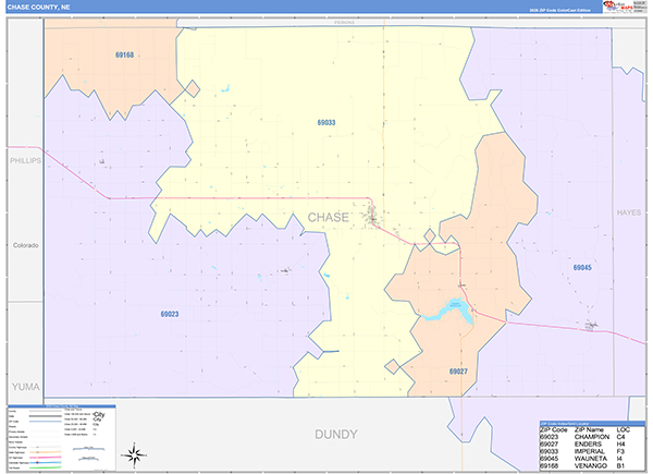 Chase County, NE Wall Map