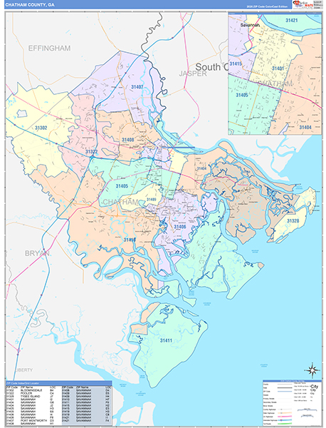 Chatham County, GA Zip Code Map