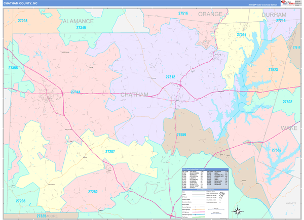Chatham County, NC Zip Code Map