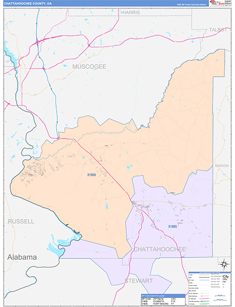 Chattahoochee County, GA Zip Code Map