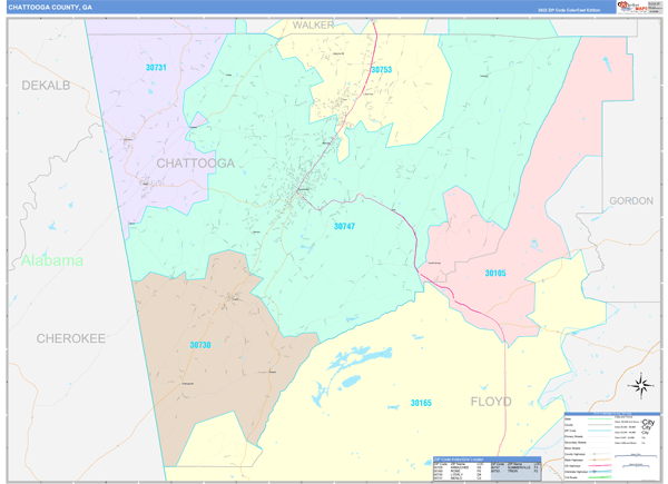 Chattooga County Digital Map Color Cast Style