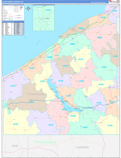 Chautauqua County, NY Zip Code Map