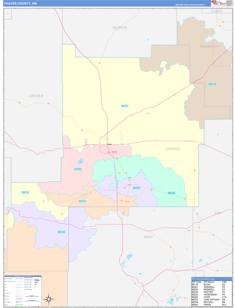 Chaves County, NM Zip Code Map