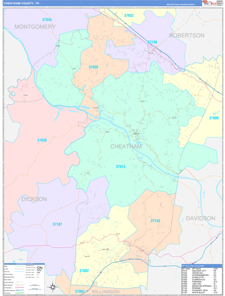 Cheatham County, TN Wall Map