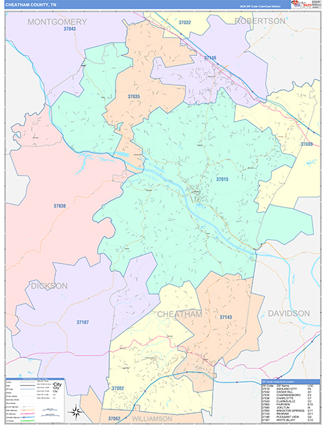 Cheatham County, TN Zip Code Map