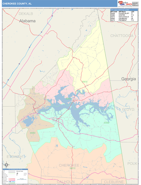 Cherokee County, AL Wall Map