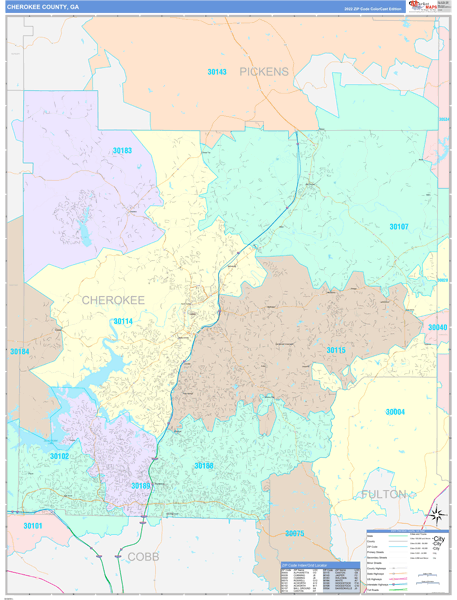 Cherokee County, GA Zip Code Map