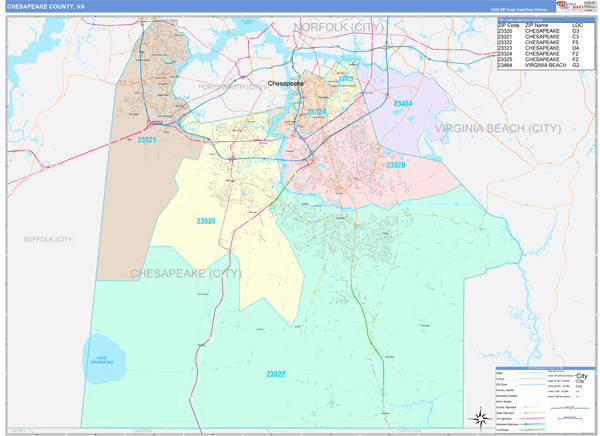 Chesapeake County Digital Map Color Cast Style