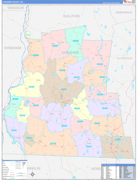 Cheshire County Digital Map Color Cast Style