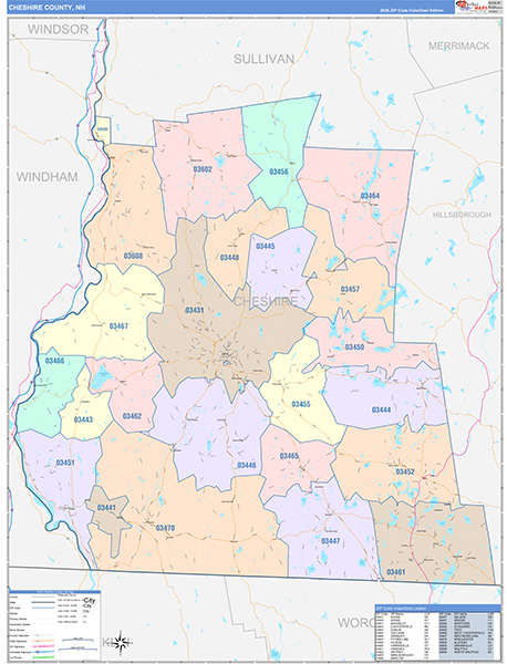 Cheshire County, NH Zip Code Map