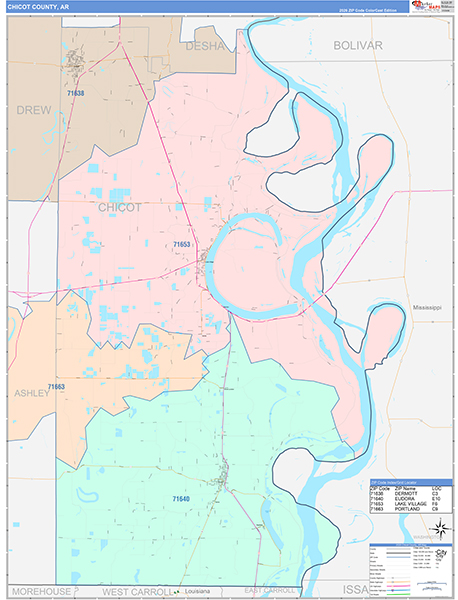 Chicot County, AR Zip Code Map