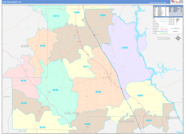 Chilton County, AL Wall Map