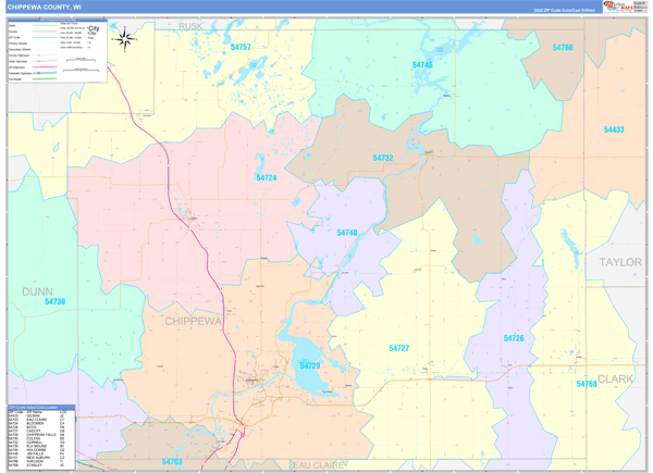 Chippewa County Digital Map Color Cast Style