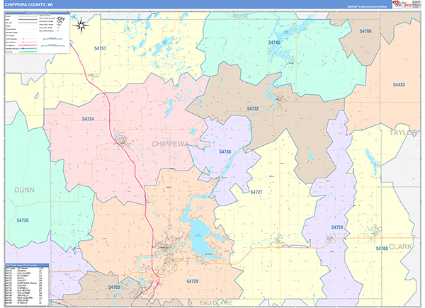 Chippewa County, WI Wall Map
