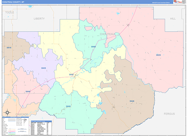 Chouteau County, MT Zip Code Map
