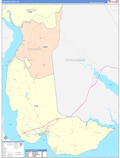 Chowan County, NC Zip Code Map