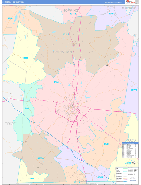 Christian County, KY Zip Code Map