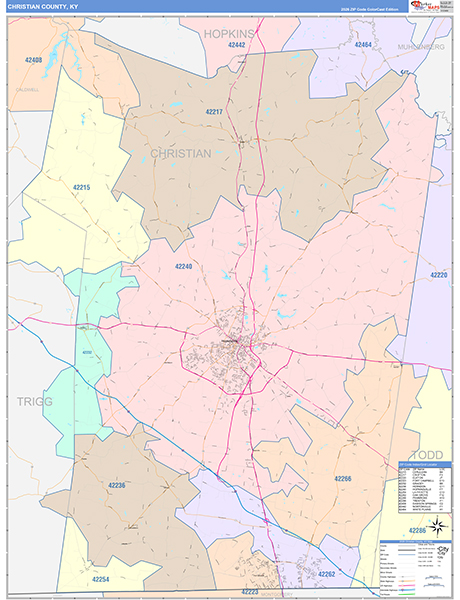 Christian County, KY Zip Code Map