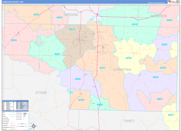 Christian County, MO Wall Map