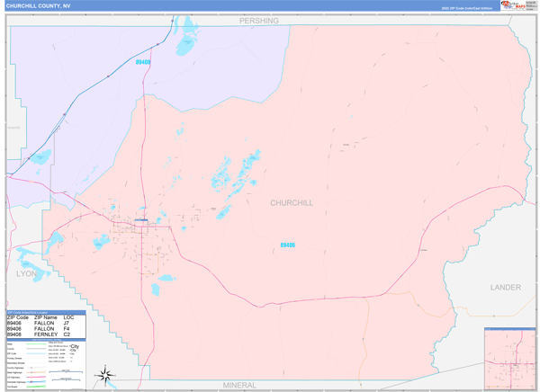 Churchill County, NV Wall Map