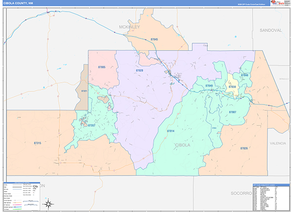 Cibola County, NM Zip Code Map