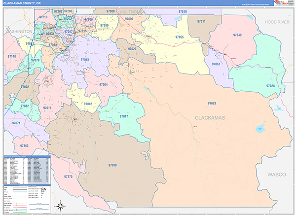 Clackamas County, OR Wall Map