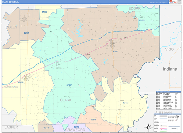 Clark County, IL Zip Code Map