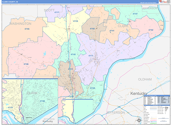 Clark County, IN Zip Code Map