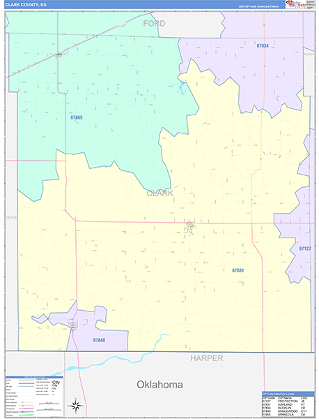 Clark County, KS Wall Map
