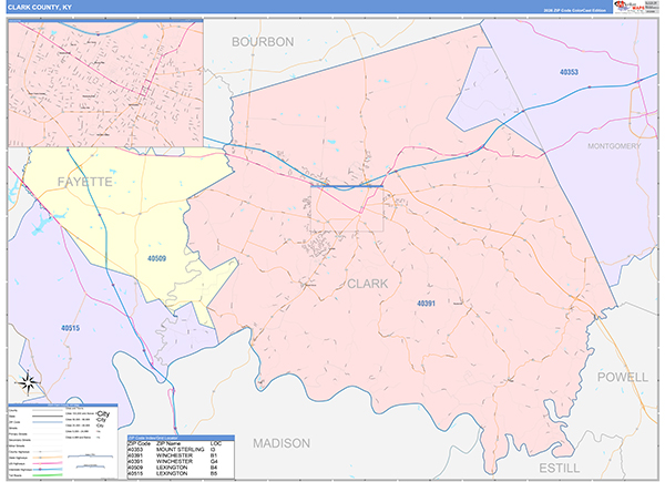 Clark County, KY Zip Code Map
