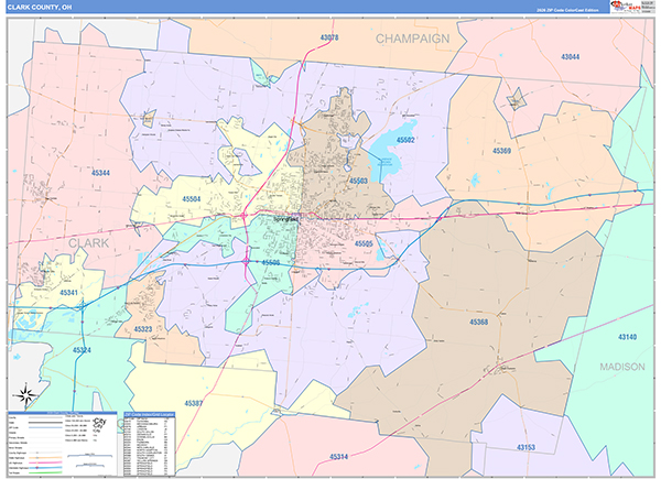 Clark County, OH Zip Code Map
