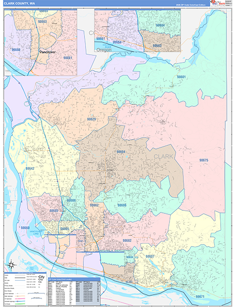 Clark County, WA Wall Map