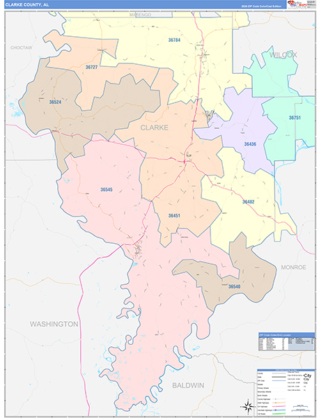 Clarke County, AL Zip Code Map