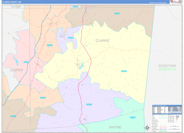 Clarke County, MS Zip Code Map