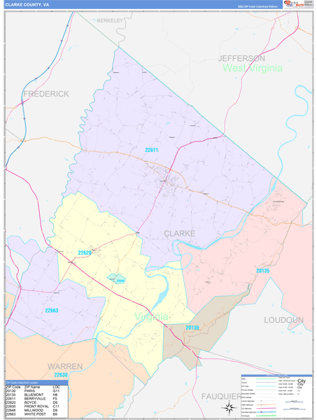 Clarke County, VA Zip Code Map