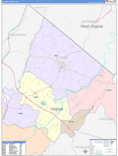 Clarke County, VA Zip Code Map