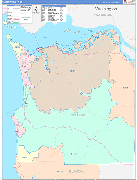 Clatsop County, OR Zip Code Map