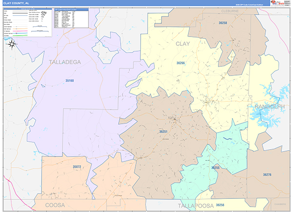 Clay County, AL Zip Code Map